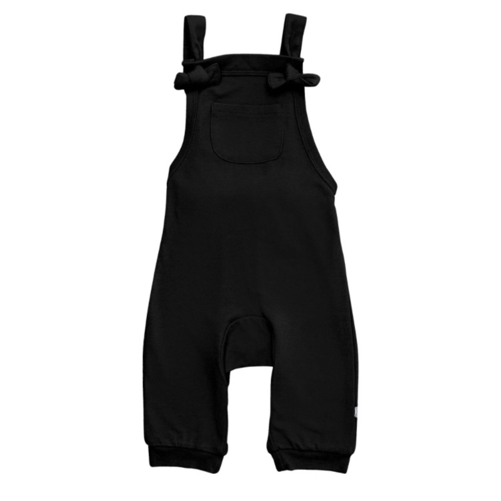 Kyte Baby Black Bamboo Jersey Overalls - Size 18-24M